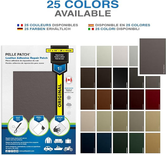Car Seat Leather Repair Kit - 25 Colors Available - Original 11x16 - Brown-Grey