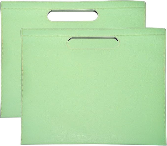 PATIKIL 2Pcs Leather Folder, 13.3x12.6 Magnetic Leather Document Holder File Folder PU Pouch Bag Portfolio File Organizer Handbag Personal Envelope Waterproof for Traveling, Green