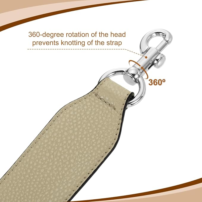 uxcell 22.83 Inch PU Leather Short Bag Strap with Clasp, Purse Handles Handbags Replacement Straps for Clutch Bag Crossbody Underarm Bags, Khaki, Silver Buckle