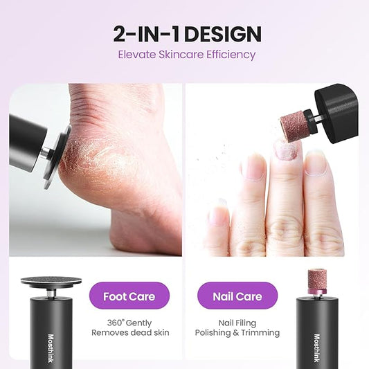 Electric Foot Callus Remover, 2 in 1 | 6 Speed Adjustable Foot File Nail Grinder with Sandpaper Disks, Professional Sander Pedicure Tool for Feet Dead Skin, Self Care Gifts for Women Mom Lover Friends