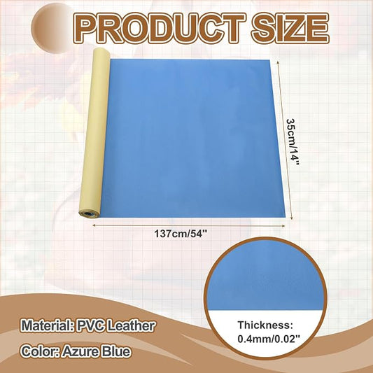 MECCANIXITY Leather Repair Patch 14"x54" Self-Adhesive Leather Vinyl Repair Tape Kit for Furniture Couches Sofa Chair Car Boat Seats Jackets, Azure Blue