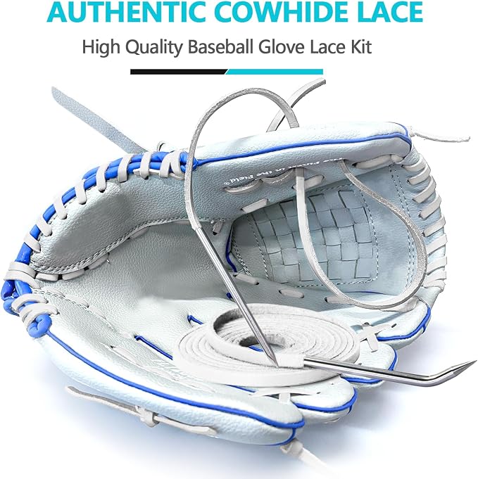 Baseball Glove Lace, Mitt Lace Repair Kit Softball 2 Leather Laces and 2 Lacing Needles for Catcher's Glove