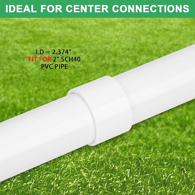 6Pack 2" PVC DWV Repair Coupling Adapter Pipe Fittings (Socket x Socket) SCH40 2 Inch PVC Slip Coupling Connectors for Drain, Waste, Vent