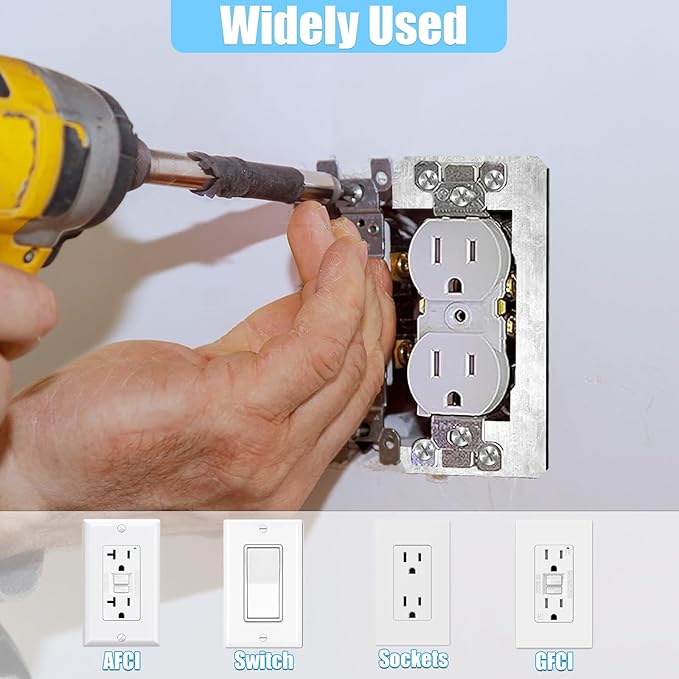 5 Pcs Outlet Spacers, Metal Wall Plate Spacer for Electrical Outlets, Flush Fit Device Leveling Plate for Receptacle Repair, Outlet-Extender Shims for Fixing Protruding Switches & Gaps
