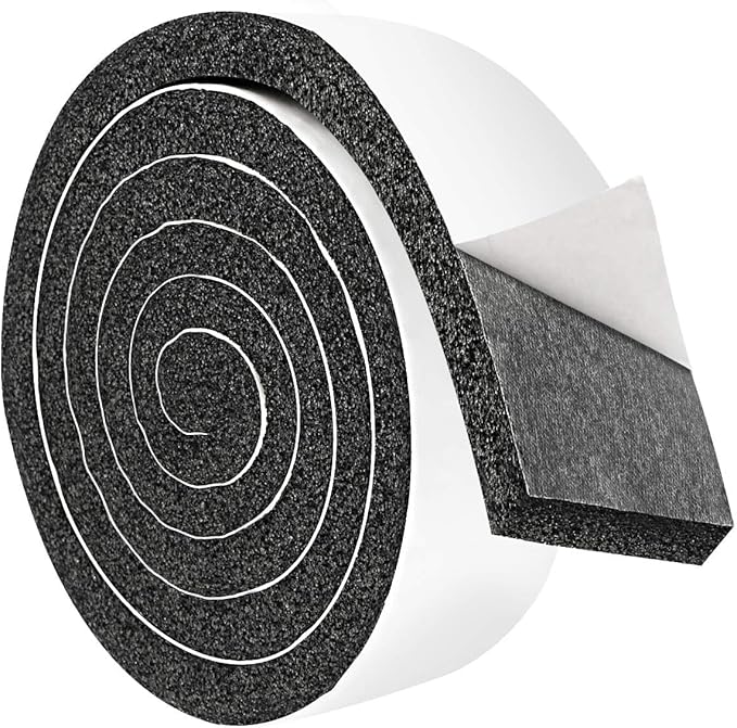 2 Rolls 2 Inch W 1/2 Inch T Weather Stripping Air Conditioner Open Cell Foam Seal Tape, Window Insulation High Resilience Seal Strip for Doors Window,Total 11FT