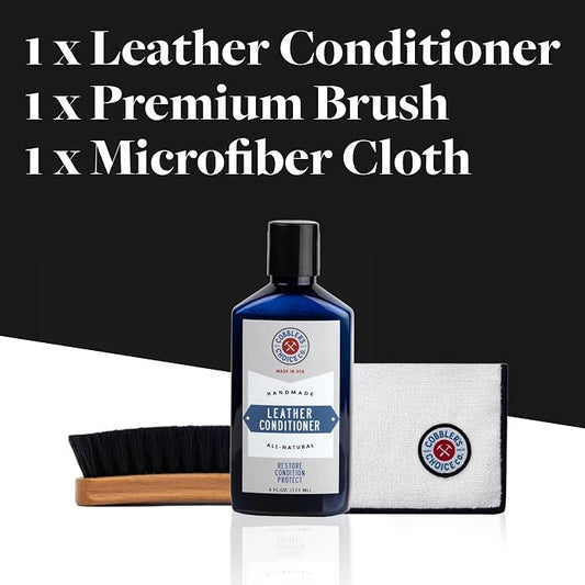 Cobbler's Choice Leather Conditioner, Brush, and Polishing Cloth Kit