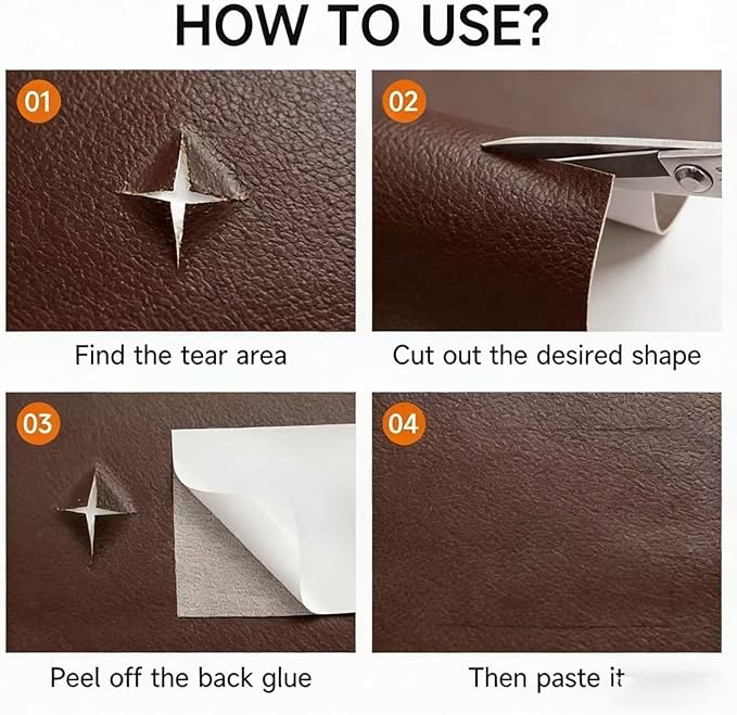 Leather Repair Patch, 24X54 Inch Self Adhesive Leather Repair, Advanced Vinyl Leather Repair Kit, Reupholster Leather Patches for Damaged Leather Furniture, Car Seats (Coffee Brown)