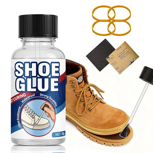 Shoe Glue, 30 g Clear Super Glue for Shoe Repair, Fast Curing & Waterproof Adhesive for Repairing Boots, Sneakers, Heels, Hiking Shoes, Leather Handbags and More