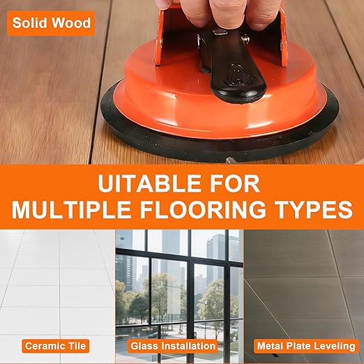 2026 New Heavy Duty Floor Gap Fixer Tool with Enhanced Vacuum Suction Cup for Laminate, Vinyl, Wood & Tile Flooring Repair - Reusable Sticky Pads, Professional Gap Fixing Kit (Orange)