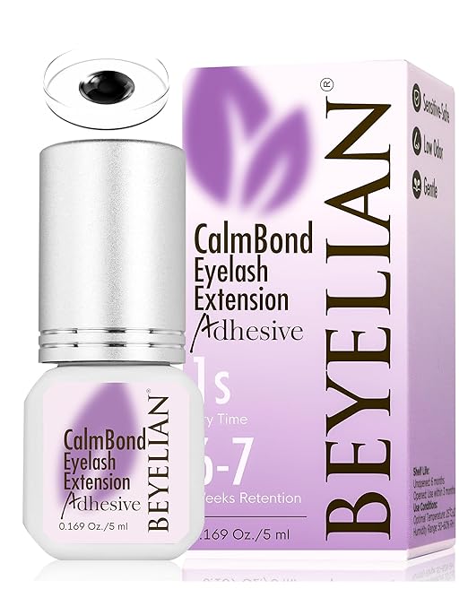 BEYELIAN Sensitive Eyelash Extension Glue 0.17fl.oz/5ml / 1Sec Drying Time/Retention – 6-7 Weeks/Black Adhesive/Professional Hypoallergenic Formaldehyde-Free Lash Extension Glue Supplies