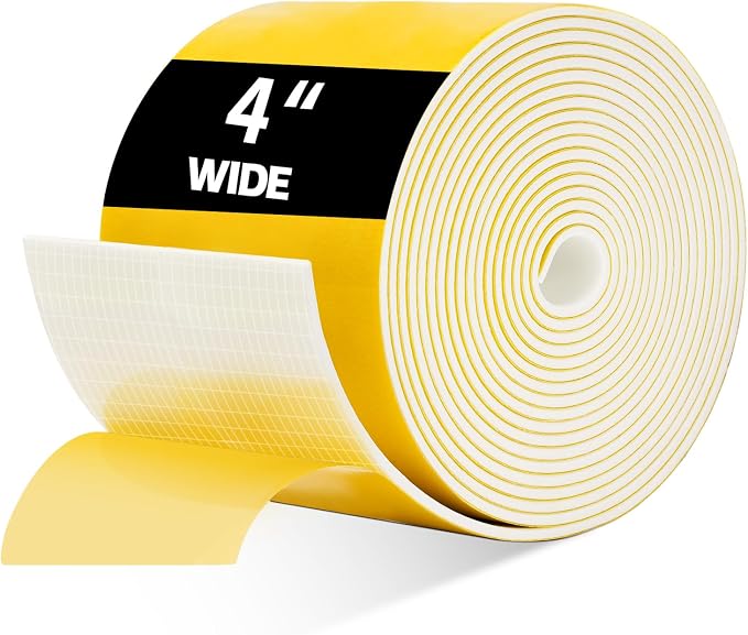 DEMEDO Pipe Insulation Tape, Pipe Wrap Insulation Foam Tape Self Adhesive, Outdoor Water Pipe Insulation Roll for HVAC, AC Line Insulation, 4 inch x 16.5 FT Heat Tape for Water Pipe, White