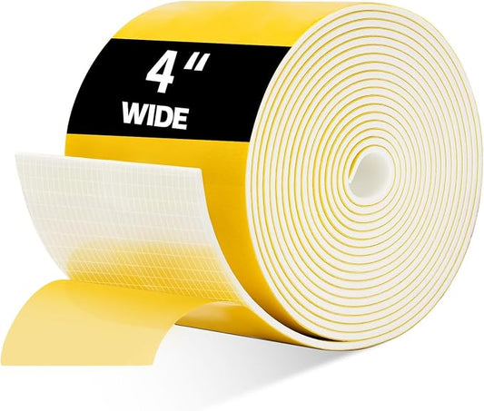 DEMEDO Pipe Insulation Tape, Pipe Wrap Insulation Foam Tape Self Adhesive, Outdoor Water Pipe Insulation Roll for HVAC, AC Line Insulation, 4 inch x 16.5 FT Heat Tape for Water Pipe, White