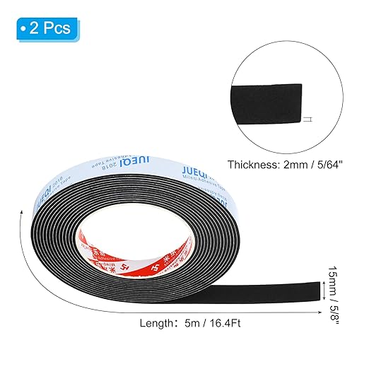 PATIKIL 5/8"W x 5/64"T x 16.4Ft EVA Single Sided Foam Tape, 2Pcs Multipurpose Sealing Strip Foam Waterproof Weather Stripping Foam Sealing Foam Strips with Adhesive for Door, Black