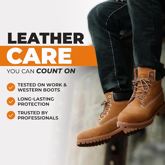 Leather Boot Oil for Work & Cowboy Boots – Deep-Conditioning Formula, Restore and Protects Dry, Cracked Leather Boots & Shoes