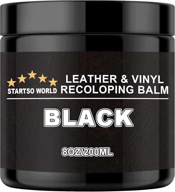 STARTSO WORLD Leather Recoloring Balm, Black Leather Repair Kit for Furniture, Leather Dye, Leather Color Restorer for Couches, Leather Couch Paint | Repair, Restore Faded & Scratched Leather