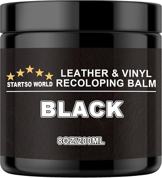 STARTSO WORLD Leather Recoloring Balm, Black Leather Repair Kit for Furniture, Leather Dye, Leather Color Restorer for Couches, Leather Couch Paint | Repair, Restore Faded & Scratched Leather
