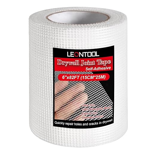 Single Roll Drywall Tape 6" Wide X 82 FT Heavy Duty Self-Adhesive Wall Crack and Seam Patch Fiber Mesh Crack Patch Wall Repair Fabric for Repairing Ceiling, Patching Up Holes