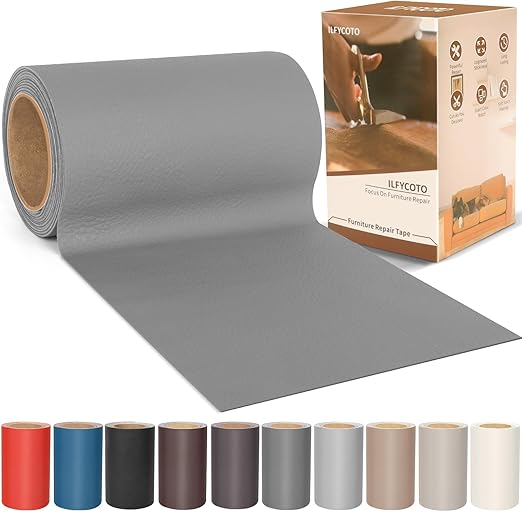 Vinyl Repair Kit, Leather Repair Kit 4 x 70 inches Leather Repair Patch for Furniture, Leather Couch Patch for Sofas, Furniture, Car Seats, Office Chairs, Interior - Light Gray
