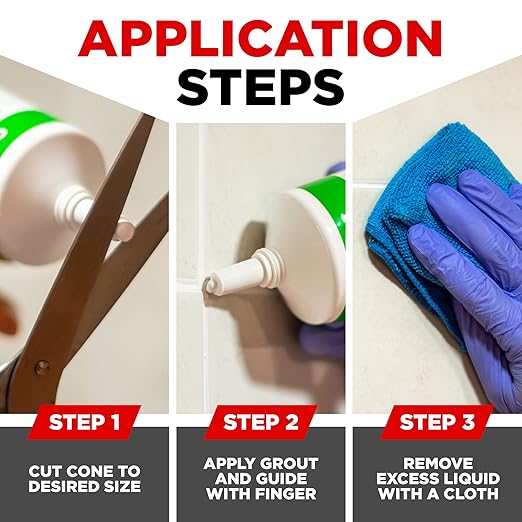 Tile Grout Repair XL – White Grout Filler Tube for Bathroom & Kitchen – Fast Drying, Odorless, Easy to Apply – Restores Tile Gaps, Cracks, Lines & Joints- (Bigger: 14,12oz - 400g)