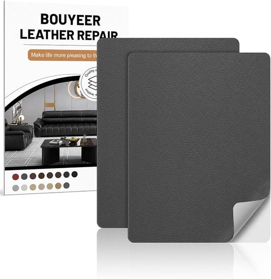 Leather Repair Patch Tape Kit,Self Adhesive Leather Repair for Sofa，Car Seat,Office Chair,Furniture,Jacket,Waterproof Strong Adhesive Vinyl Repair Kit. 8 in x 11 in,Dark Grey