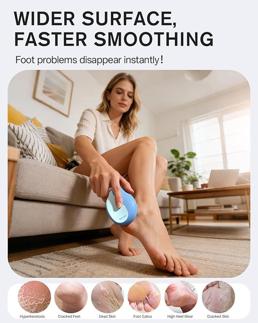 BEZOX Glass Foot File Callus Remover – Professional Foot Scrubber for Dead Skin & Cracked Heels – Premium Pedicure Tools for Travel with Protective Cover - Blue