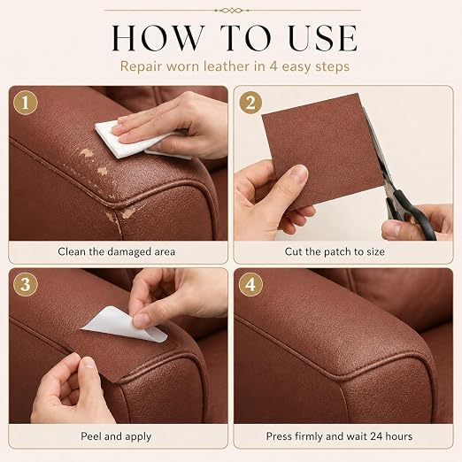 Self Adhesive Leather Repair Patch 24x54 Inch Sofa Car Seat Strong Adhesive | YAWQIRV Strong Self Adhesive Patch, Leather Repair Kit and Vinyl Repair Kit for Sofa, Waterproof, Scratch Fix, Durable, Brown