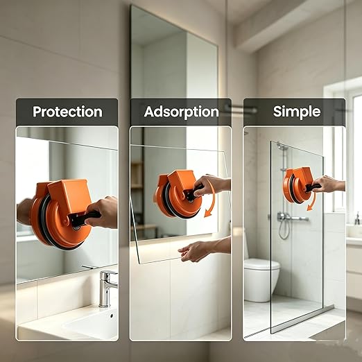 Upgraded Heavy Duty Floor Gap Fixer Tool, Enhanced Vacuum Suction Cup，Strong Suction Cup Laminate Flooring Gap Closer, Iron Base Repair Kit for Wood, Vinyl, Tile Floors (Orange+Rubber Mallet)