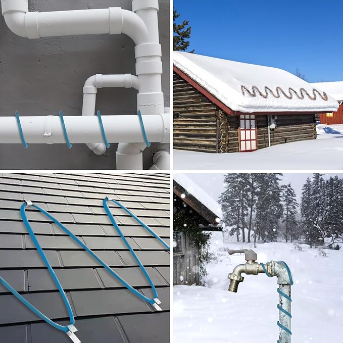 YAMIAOMAO Heat Tape for Water Pipes, 6 Ft Blue Self-Regulating Heat Tape, -40°F Deicing Heat Tape, Prevent Water Pipes from Freezing, Heat Tape Water Pipes Suitable For Outdoor Water Tanks Of House