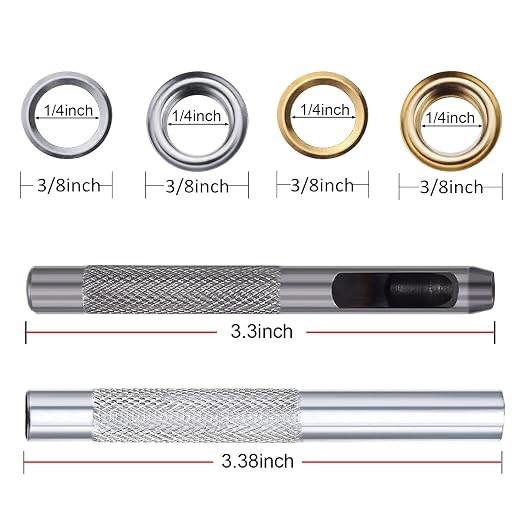 1/4 Inch Grommet Kit 200 Sets Grommets Eyelets with 3 Pieces Install Tool Kit and Box for Shoes Clothes Crafts Bag