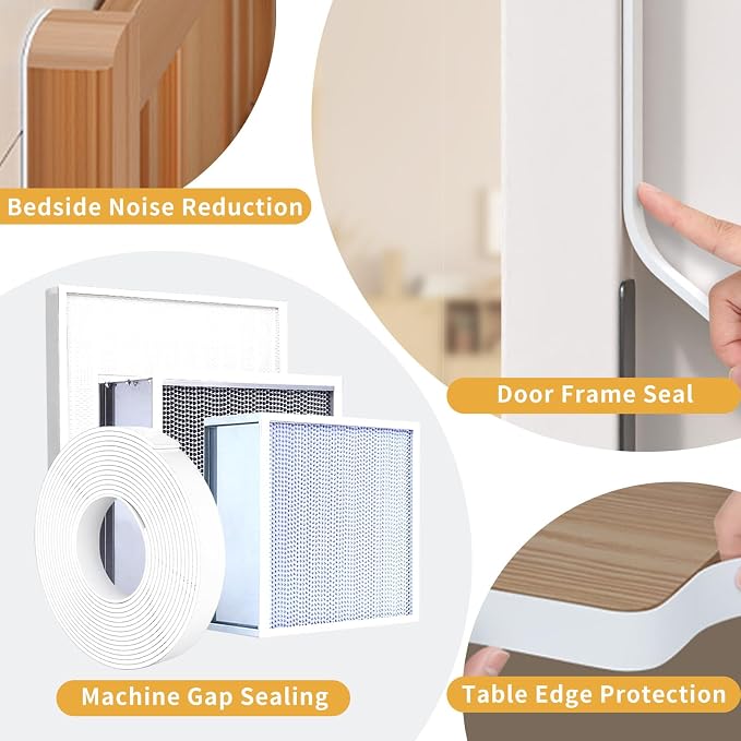 1/2 in Wide x 1/8 in Thick x 33FT Window Sealing Tape,Weather Stripping Door Seal,Foam Insulation Tape,Single-Sided Self-Adhesive Foam Strips White