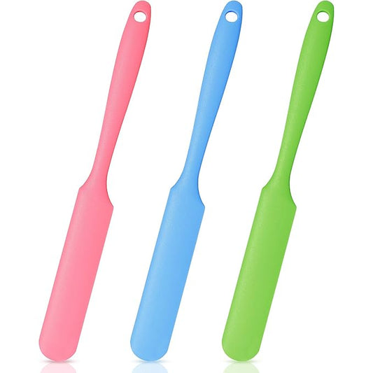 Mudder 3 Pcs Non-stick Wax Spatulas Silicone Waxing Applicator Hair Removal Sticks Applicator Spatula Reusable Hard Wax Scraper for Home Salon Body Use(Pink, Blue, Green)