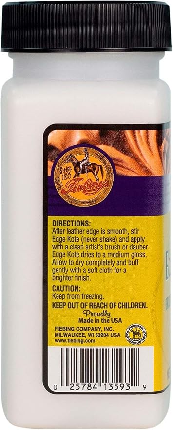 Fiebing's Edge Kote (4oz, Neutral) - Leather Edge Paint for Shoes, Furniture, Purses, Couches, Belts - Flexible, Water Resistant, Semi Gloss Color Coating Leather Dye to Protect Natural Edges