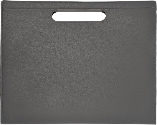 PATIKIL Leather Folder, 13.3x12.6 Magnetic Leather Document Holder File Folder PU Pouch Bag Portfolio File Organizer Handbag Personal Envelope Waterproof for Traveling Men Gift, Gray