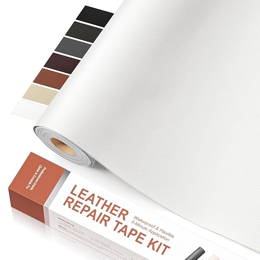 Leather Repair Tape, Heavy Duty Vinyl Repair Patch, Waterproof Self Adhesive Leather Repair Kit for Fixing Holes & Scratches on Couch, Car Seat, Furniture (White, 15.7 x 59in)