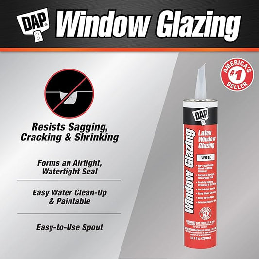 DAP Latex Window Glazing, White, 10.1 Oz (7079812108)