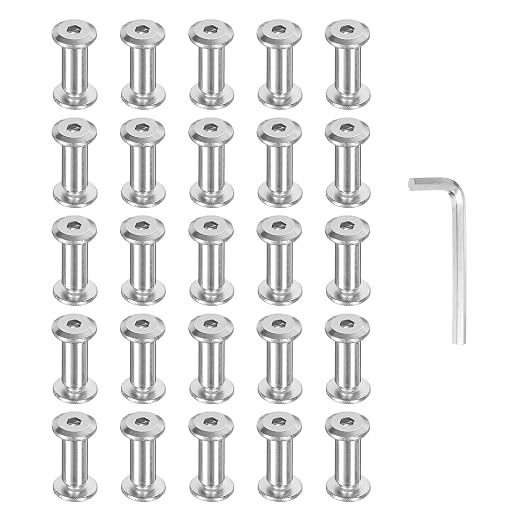PATIKIL M4x4mm Hex Chicago Screws 5x12mm, 20Pcs 304 Stainless Steel Metric Hex Drive Socket Cap Binding Post Screw Posts for Scrapbook Leather Belt Album Furniture Repair, Silver