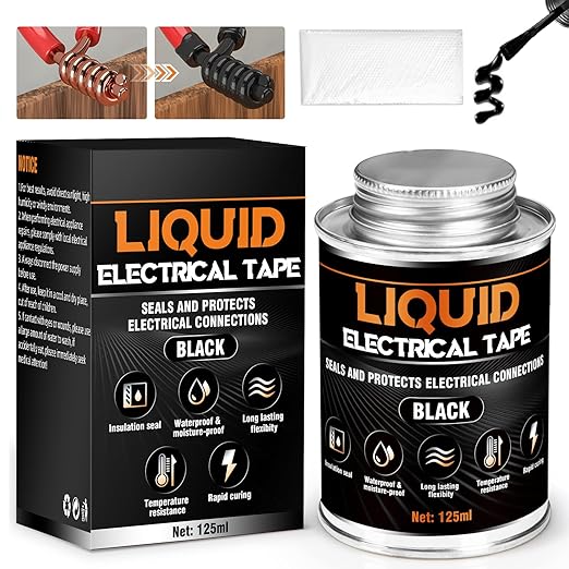 Liquid Electrical Tape - Waterproofing insulating electrical glue, Quick-Drying wire glue, Temperature Resistant, Used for Outdoor Indoor Wires, Electronic Component & Electrical Equipment (125ml)
