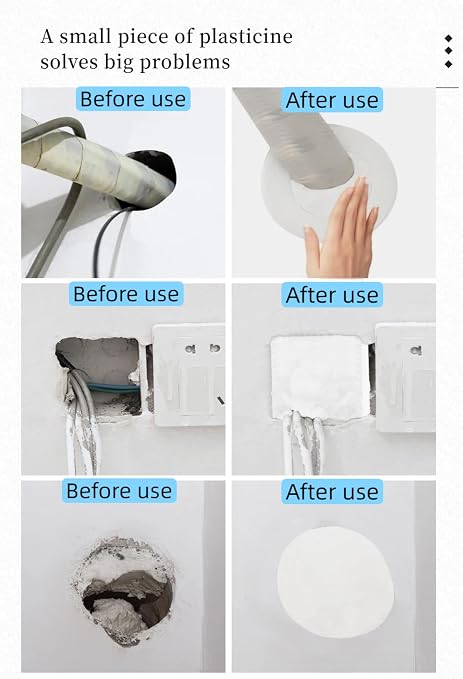 Waterproof Sealant Mastic for Drains & Pipes, Strong Adhesive Repair Sealing Clay for Leaks, Quick Wall Mending Mud Filler for Holes, Cracks, Gaps – Indoor & Outdoor Use (6 PCS)