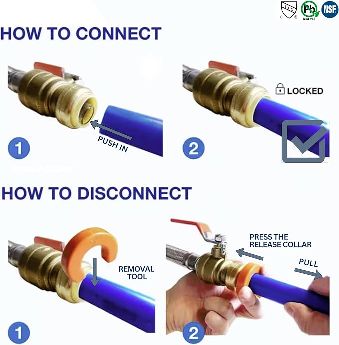 2 Pcs. XFITTING 1/2" Push Fit Slip/Repair Coupling, 1/2" Push to Connect Slip Coupling