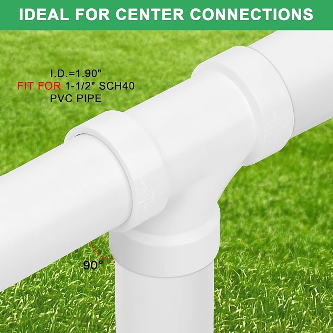 4Pack 1-1/2IN PVC DWV Sanitary Tee 3-Way PVC Pipe Fittings Adapter Furniture Build Grade SCH40 PVC Elbow Fittings Connector for Drain, Waste, Vent