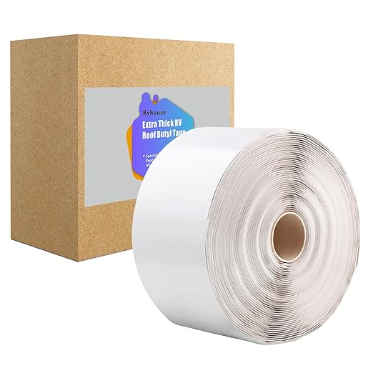 RV Roof Tape 4” x 46 Ft Butyl Extra Thick Sealant Repair Tape Weatherproof for RV Roofing Camper Trailer Boat Truck Motorhome Color White(RRT10114W)
