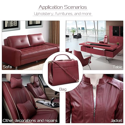 Leather Repair Patch 36X158 inch Large Self-Adhesive Leather Repair Tape, Reupholster Leather Patches for Furniture Couch Chairs Car Seat (Dark Red, 36x158 inch)