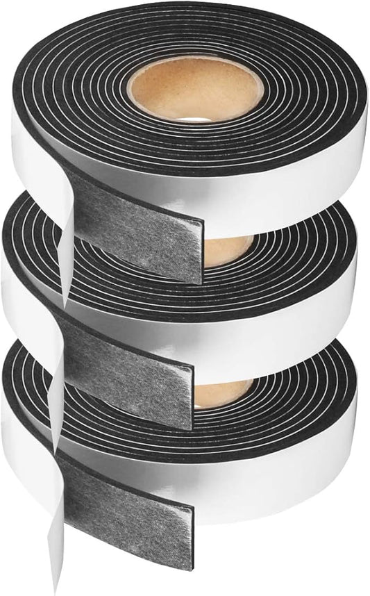 Foam Tape Weather Stripping Window Seal,1"Wx1/8"T High Density Seal Strip,Adhesive Closed Cell Weather Strip(Total 30FT,Black)