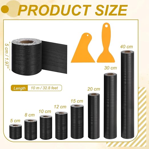PATIKIL Wood Grain Repair Tape, 2" x 33' Self Adhesive Realistic Wood Tape with Scraper Durable Repair Patch for Furniture Floor Window Door Table DIY Home Decor, Black Wood Grain