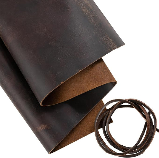Moonster Full-Grain Buffalo Leather Sheet 12x24 – Veg Tan Crafting Leather for Leatherworking, DIY Projects – Leather Sheet, Tooling Leather, Leather Scraps, Cowhide Leather Crafting Kit, 36 Inch Cord