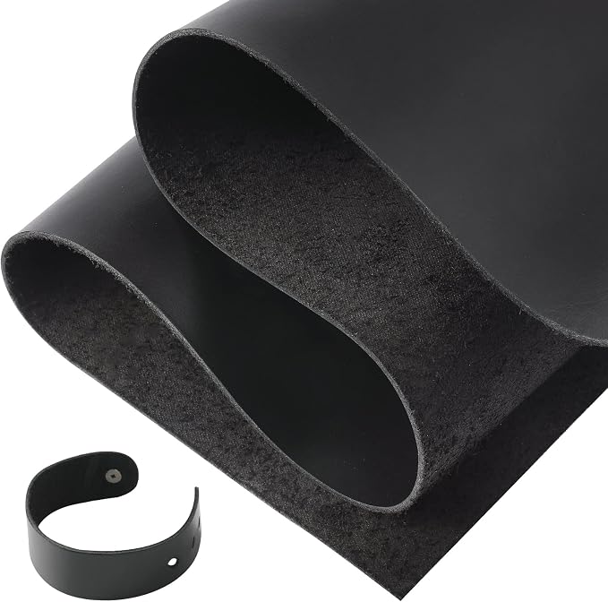 RingSun Genuine Leather Sheets for Leather Craft (2mm), Full Grain Leather for Tooling Craft Sewing(12''X24'', Black)