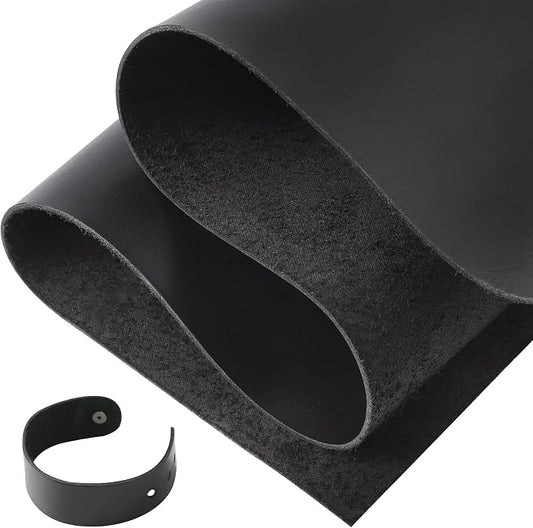 RingSun Genuine Leather Sheets for Leather Craft (2mm), Full Grain Leather for Tooling Craft Sewing(12''X12'', Black)