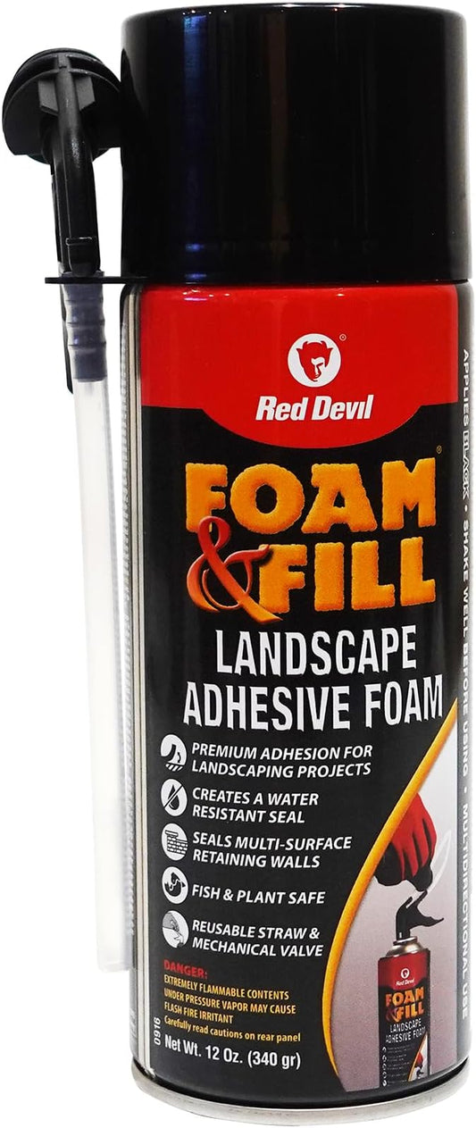 Red Devil 0916 Spray Foam & Fill Landscape Adhesive Foam, Gap Filler, 12 oz, Black, 1 Pack