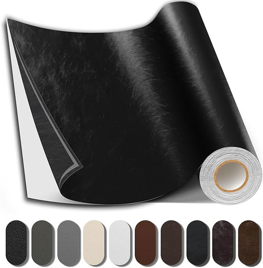 Shagoom Leather Repair Patch, 35X79 inch Strong Sticky Repair Patch Self Adhesive Waterproof, DIY Large Vinyl Patches for Couches, Furniture, Sofa, Car, Chair (Black, 35X79 inch)