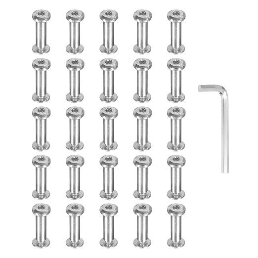 PATIKIL M4x4mm Hex Chicago Screws 5x16mm, 20Pcs 304 Stainless Steel Metric Hex Drive Socket Cap Binding Post Screw Posts for Scrapbook Leather Belt Album Furniture Repair, Silver